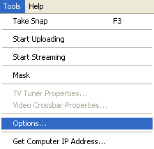 WebCam Monitor - Monitor Menu