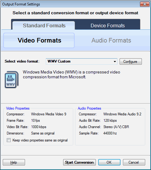 The program's default settings are carefully designed to create audio and video files that are both high in quality and small in size.