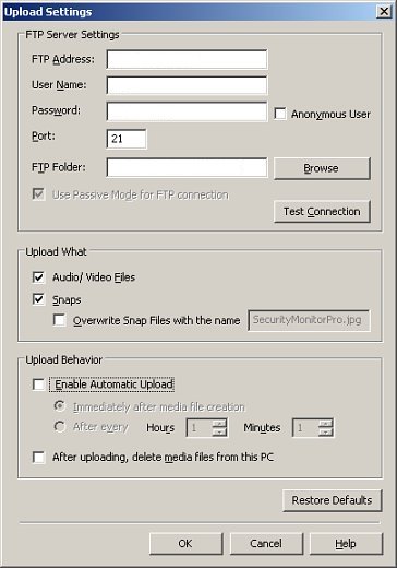 Upload Settings