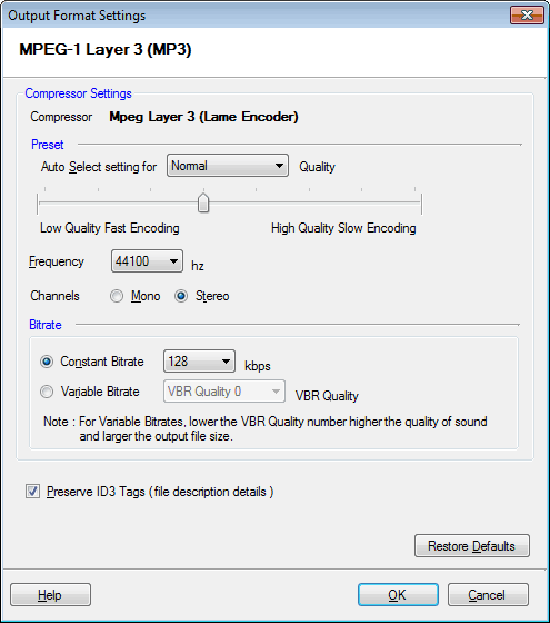 mp3 variable to fixed bitrate converter