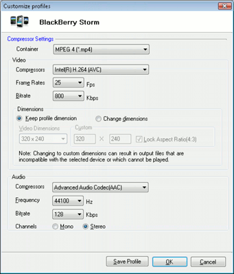 BlackBerry Storm Settings