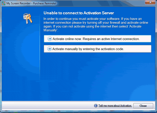 DeskShare attivazione - Unable To Connect to Activation Server