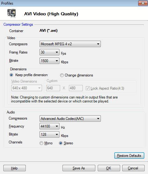 AVI Configuración