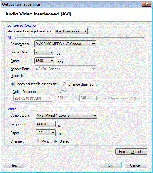 video codec for avi