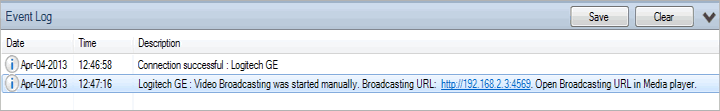 WebCam Monitor - Broadcasting Event log